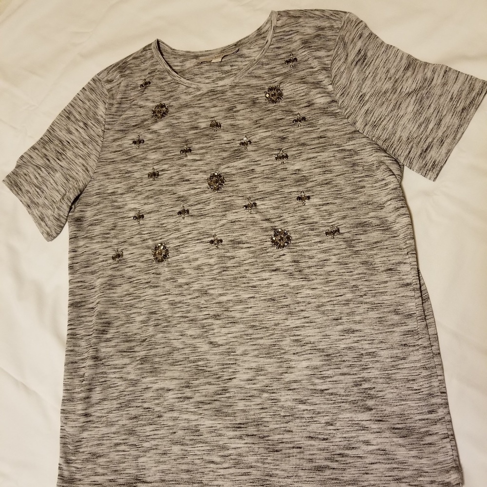 Ann Taylor Loft Rhinestone embellished T Size L